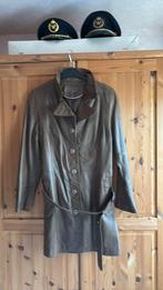 Vintage bruin lederen jas met centuur 44, Ophalen of Verzenden, Zo goed als nieuw, Bruin