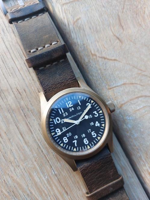 Hamilton khaki field mechanical bronze in 38 mm., Handtassen en Accessoires, Horloges | Heren, Zo goed als nieuw, Ophalen of Verzenden