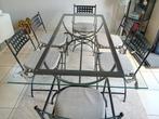 Smeedijzer eettafel 6st/af te halen, Tuin en Terras, Ophalen, Zo goed als nieuw, Eettafel