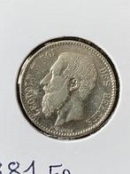 1 fr 1881 Frans Leopold 2, Zilver, Ophalen of Verzenden, Losse munt, Zilver