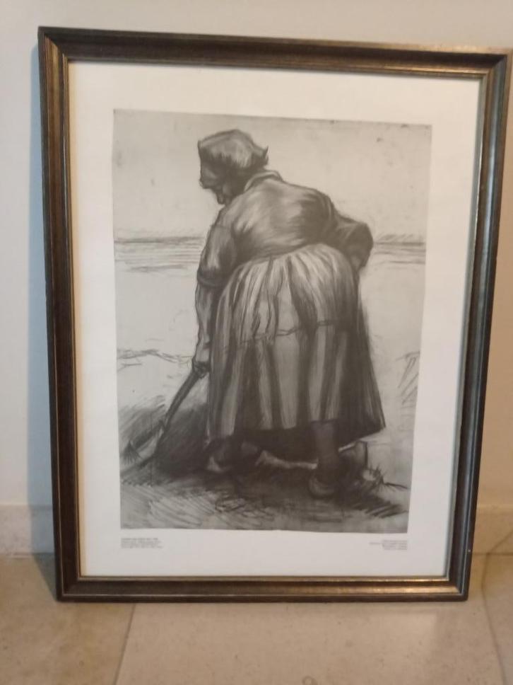 Houten lijst met reproductie van Van Gogh, Maison & Meubles, Accessoires pour la Maison | Cadres, Comme neuf, 50 à 75 cm, 50 à 75 cm