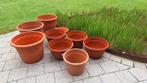 9 Hard-plastieken bloempotten, Kunststof, Rond, Tuin, Zo goed als nieuw