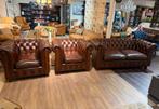 Originele chesterfield bankstel 2,5 +1+1 zits Rood bruin, Huis en Inrichting, Ophalen of Verzenden, Zo goed als nieuw