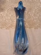 Grand vase Torsadé Bleu Cristal Val St Lambert, Antiquités & Art, Enlèvement