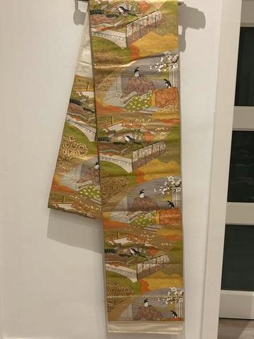 Vintage Obi Nishijin-ori — Scène van Genji Monogatari beschikbaar voor biedingen