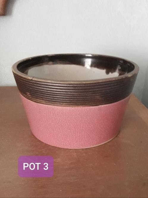 keramieken brede bloempot roze en bruin evt.als set van 3, Antiek en Kunst, Antiek | Keramiek en Aardewerk, Ophalen