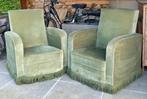 Groene velvet fauteuils, Huis en Inrichting, Fauteuils, Ophalen, Gebruikt, Stof, Art deco