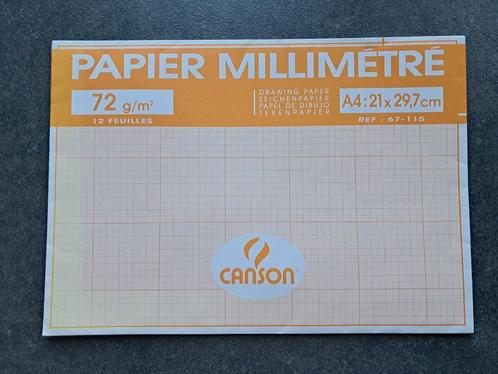 12 vellen Canson ruitjespapier, Diversen, Schoolbenodigdheden, Zo goed als nieuw, Ophalen of Verzenden
