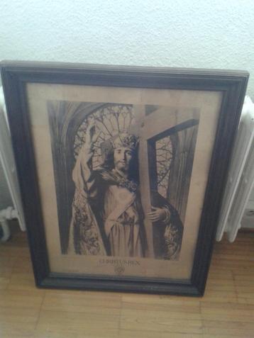 oude kader met prent Christus beschikbaar voor biedingen