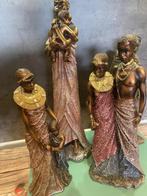 4 Afrikaanse massai-beelden in decoratief harsbrons Craquelê, Antiek en Kunst, Ophalen of Verzenden