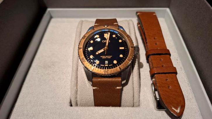 Oris diver 65. Volledig compleet met doos en papieren., Handtassen en Accessoires, Sporthorloges, Zo goed als nieuw, Ophalen of Verzenden