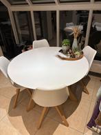 Witte ronde tafel met 4 stoelen, Huis en Inrichting, Ophalen, Gebruikt, Rond, Modern