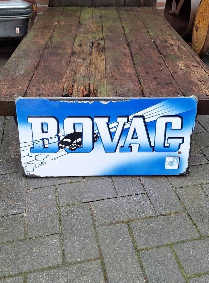 Emaille blauw Bovag reclame bord, Langcat Bussum., Verzamelen, Merken en Reclamevoorwerpen, Gebruikt, Reclamebord, Ophalen