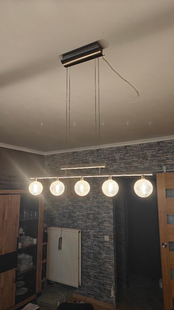 Suspension de salle à manger, 5 lampes led, Huis en Inrichting, Lampen | Hanglampen, Gebruikt, Glas, Metaal, Ophalen