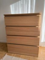 Commode MALM 4 tiroirs (plaqué chêne blanchi), 3 ou 4 tiroirs, Enlèvement, Utilisé, 50 à 100 cm