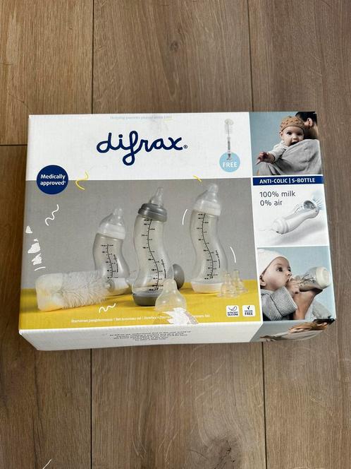 Difrax Starterset S-Fles Transparant met flessenborstel, Kinderen en Baby's, Babyvoeding en Toebehoren, Nieuw, Ophalen of Verzenden