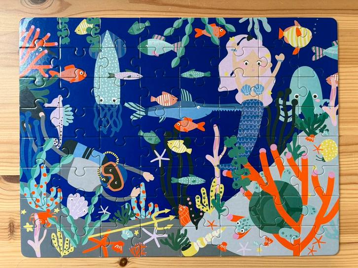 Puzzel onderwaterwereld - 64 stukjes met zoekkaartjes, Kinderen en Baby's, Speelgoed | Kinderpuzzels, Zo goed als nieuw, 4 tot 6 jaar