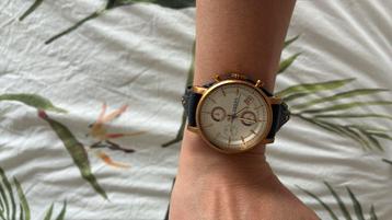 Montre Fossil femme – modèle rare, or rose/cuir bleu marine beschikbaar voor biedingen