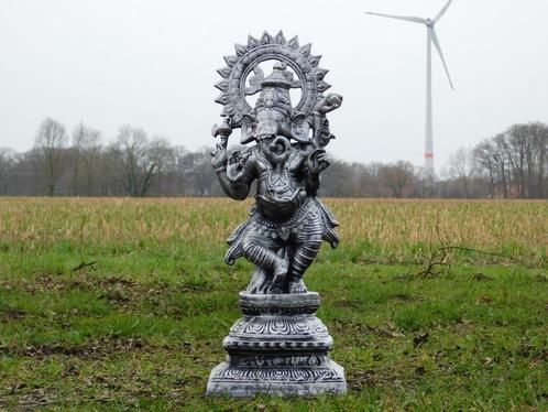 Ganesha XL - zilvergrijs met zwart - polystone, Tuin en Terras, Tuinbeelden, Nieuw, Ophalen of Verzenden
