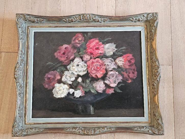 Deleu, André, Rozenboeket, olie op doek, Antiek en Kunst, Kunst | Schilderijen | Klassiek, Ophalen