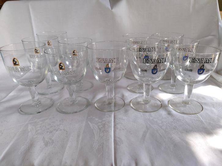 Trappistglazen Westmalle + Ename, Verzamelen, Glas en Drinkglazen, Zo goed als nieuw, Bierglas, Ophalen