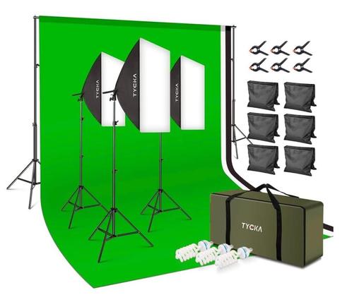 Kit d'éclairage et fonds (Photographie et vidéo), Audio, Tv en Foto, Fotografie | Fotostudio en Toebehoren, Nieuw, Complete fotostudio
