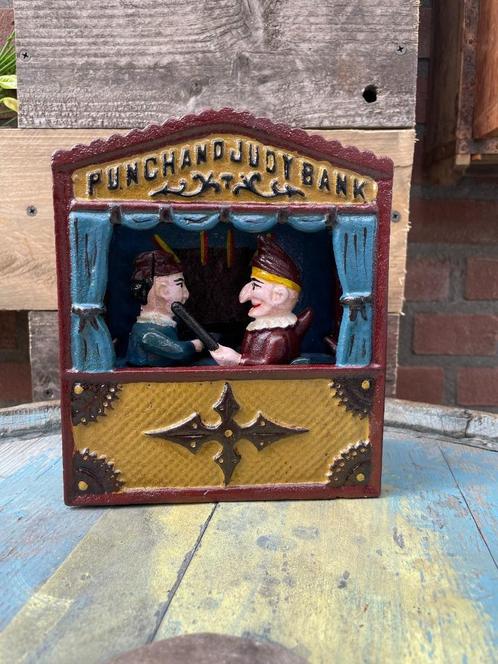Vintage mechanische spaarpot - Punch en Judy, Antiek en Kunst, Curiosa en Brocante, Verzenden