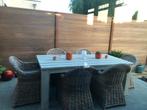 Table d'échafaudage en bois + banc, Jardin & Terrasse, Banque, Enlèvement, Utilisé