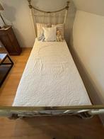 Ensemble de lit simple complet avec cadre en laiton, Maison & Meubles, Chambre à coucher | Lits, Comme neuf, Crème, 100 cm, Landelijk