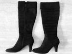 Zwarte daim laarzen - maat 38 - hak 7cm (nr2627), Ophalen of Verzenden, Hoge laarzen, Zo goed als nieuw, Zwart