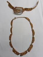 Vintage plaqué gouden armband en collier, Ophalen of Verzenden, Gebruikt