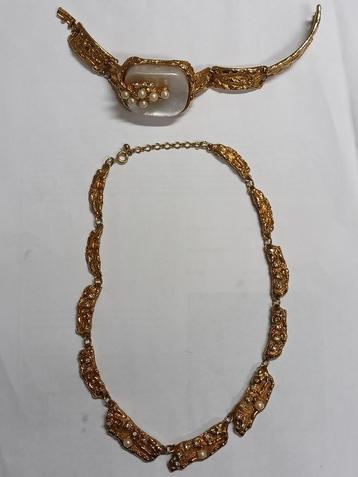 Vintage plaqué gouden armband en collier  beschikbaar voor biedingen