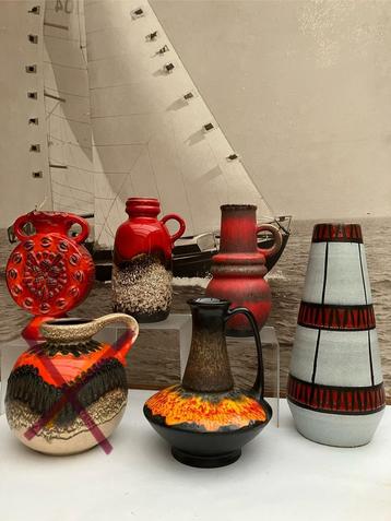 5 Fat Lava keramiek vazen West Germany jaren ‘70 beschikbaar voor biedingen