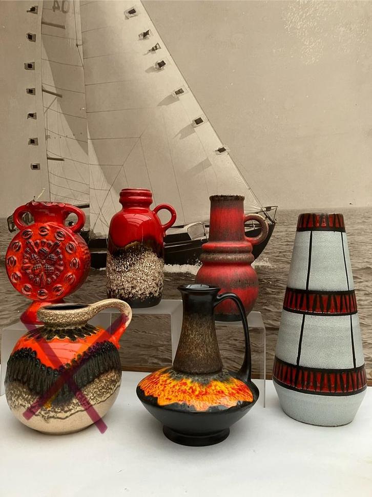 5 Fat Lava keramiek vazen West Germany jaren ‘70, Huis en Inrichting, Woonaccessoires | Vazen, Zo goed als nieuw, Overige kleuren
