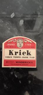 Oud bieretiket kriek oude tijd br Winderickx Tourneppe Dworp, Verzamelen, Biermerken, Ophalen of Verzenden, Zo goed als nieuw