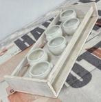 Planche en bois vintage  6 coquetiers, plateaux à coquetiers, Enlèvement ou Envoi