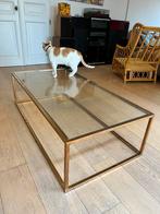 Glazen salontafel met messing kleur kader, Ophalen, Gebruikt