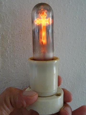 Vintage lamp lampje met kruis Godslampje met kruis 13cm beschikbaar voor biedingen