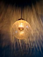 Vintage hanglamp in transparant gebarsten glas, jaren 70, Antiek en Kunst, Ophalen of Verzenden