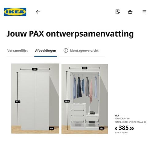 VERKOCHT klerenkast, Huis en Inrichting, Kasten | Kleerkasten, Zo goed als nieuw, Met lade(s), Met deur(en), Met plank(en), Met hangruimte