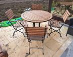Teak tuinset bistro, Tuin en Terras, Ophalen, 4 zitplaatsen, Gebruikt, Teakhout