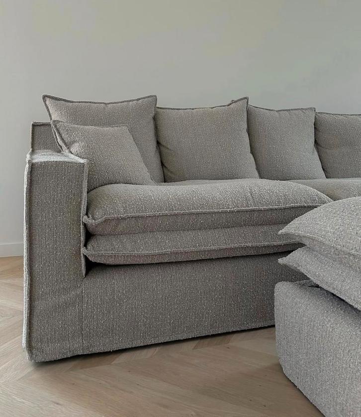 Mooie, Comfy - Bouclé zetel (doe bod, bespreekbaar), Huis en Inrichting, Zetels | Complete zithoeken, Zo goed als nieuw, Stof