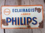 Panneau publicitaire rare PHILIPS Eclairagiste Agrée vers 19, Enlèvement ou Envoi, Utilisé, Panneau publicitaire