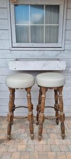 2 vintage barkrukken met stoelen in volnerfleer, Huis en Inrichting, Krukjes, Ophalen, Zo goed als nieuw