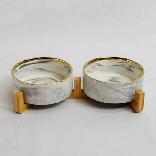 Drinkbakjes (goud-marmer), Dieren en Toebehoren, Kattenvoerbakken en Drinkbakken, Nieuw, Ophalen