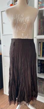 Longue jupe plissée voile marron t.36, Comme neuf, Taille 36 (S), Brun, Sous le genou