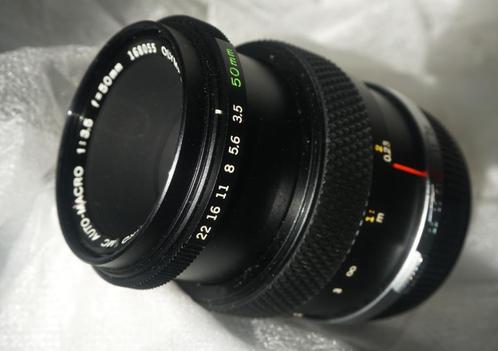 Olympus OM-systeem Zuiko Auto-Macro 50mm 3.5, Audio, Tv en Foto, Fotocamera's Analoog, Zo goed als nieuw, Spiegelreflex, Olympus