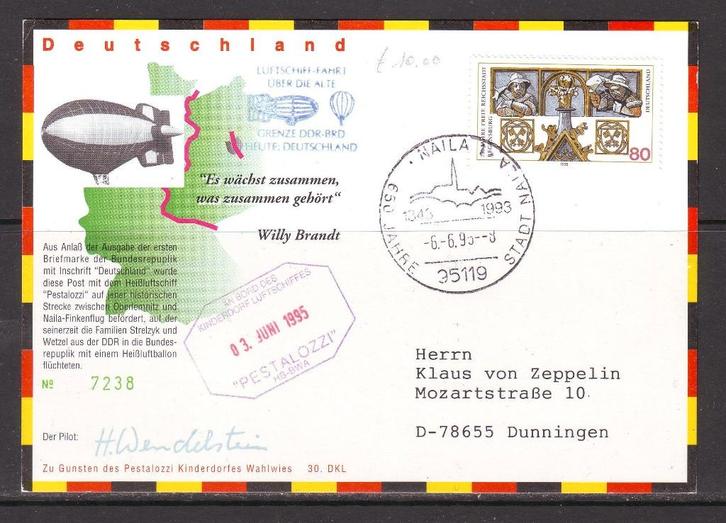 Postzegels : Luchtballonvaarten kaarten en brieven, Postzegels en Munten, Postzegels | Thematische zegels, Gestempeld, Overige thema's