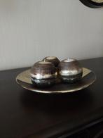 decoratieschaal met 3 theelichtjes, Huis en Inrichting, Woonaccessoires | Kandelaars en Kaarsen, Ophalen, Nieuw, Bruin
