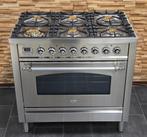 🔥Luxe Fornuis Boretti 90 cm rvs + rvs 6 pits 1 oven, 60 cm of meer, Ophalen of Verzenden, Zo goed als nieuw, Energieklasse A of zuiniger